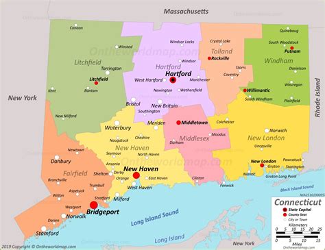 connecticut map with cities|Map of the State of Connecticut, USA .